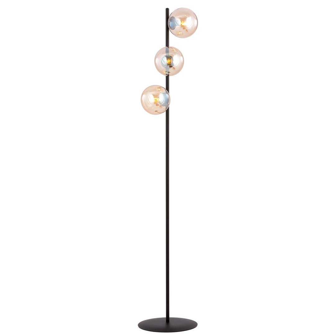 Lampa podłogowa stojąca Rossi czarno-miodowa 3xE14x10W wym: 150 x 33 cm szkło Emibig