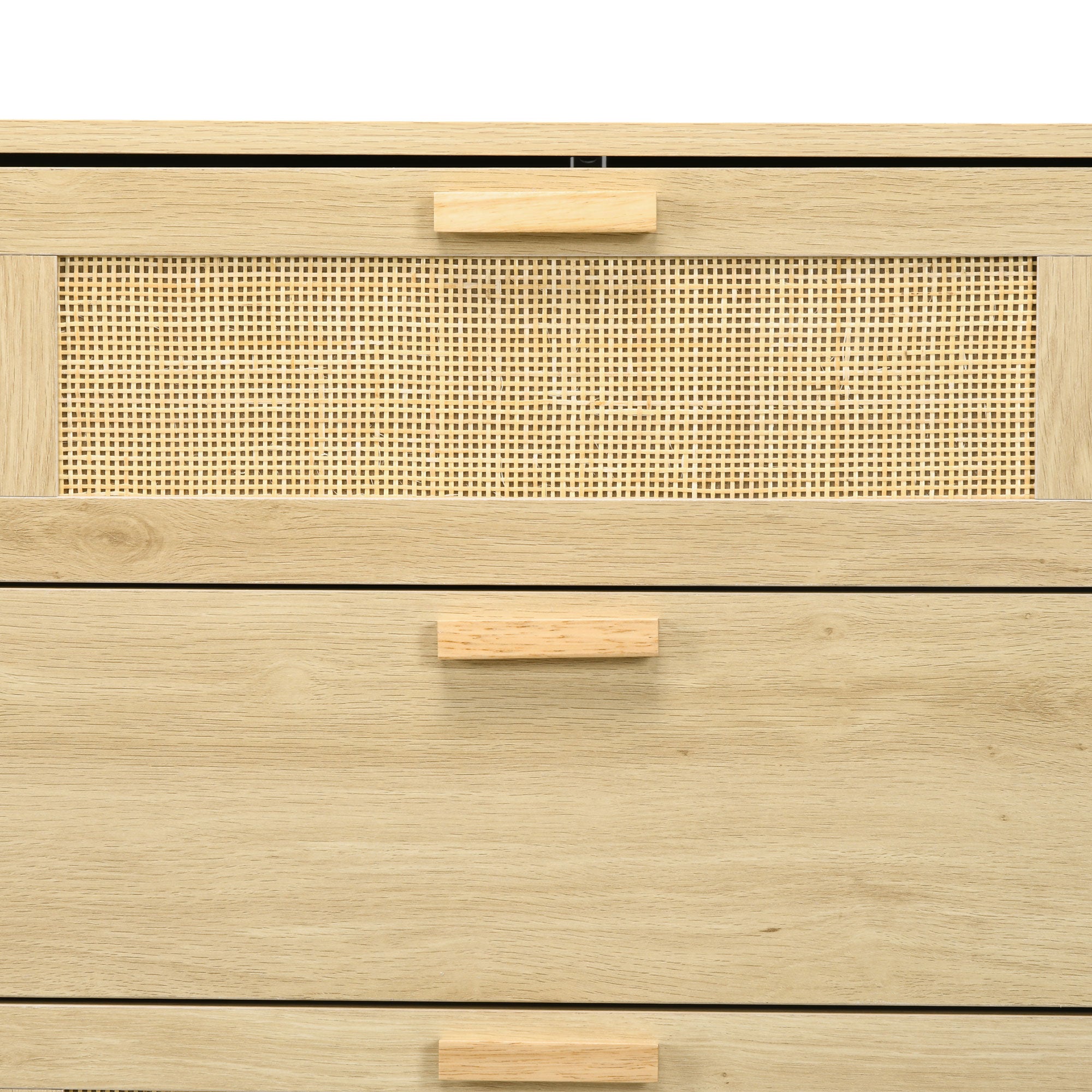 Cajonera de Dormitorio HOMCOM Melamina de Madera, Ratán Roble 110x40x69 cm - 5