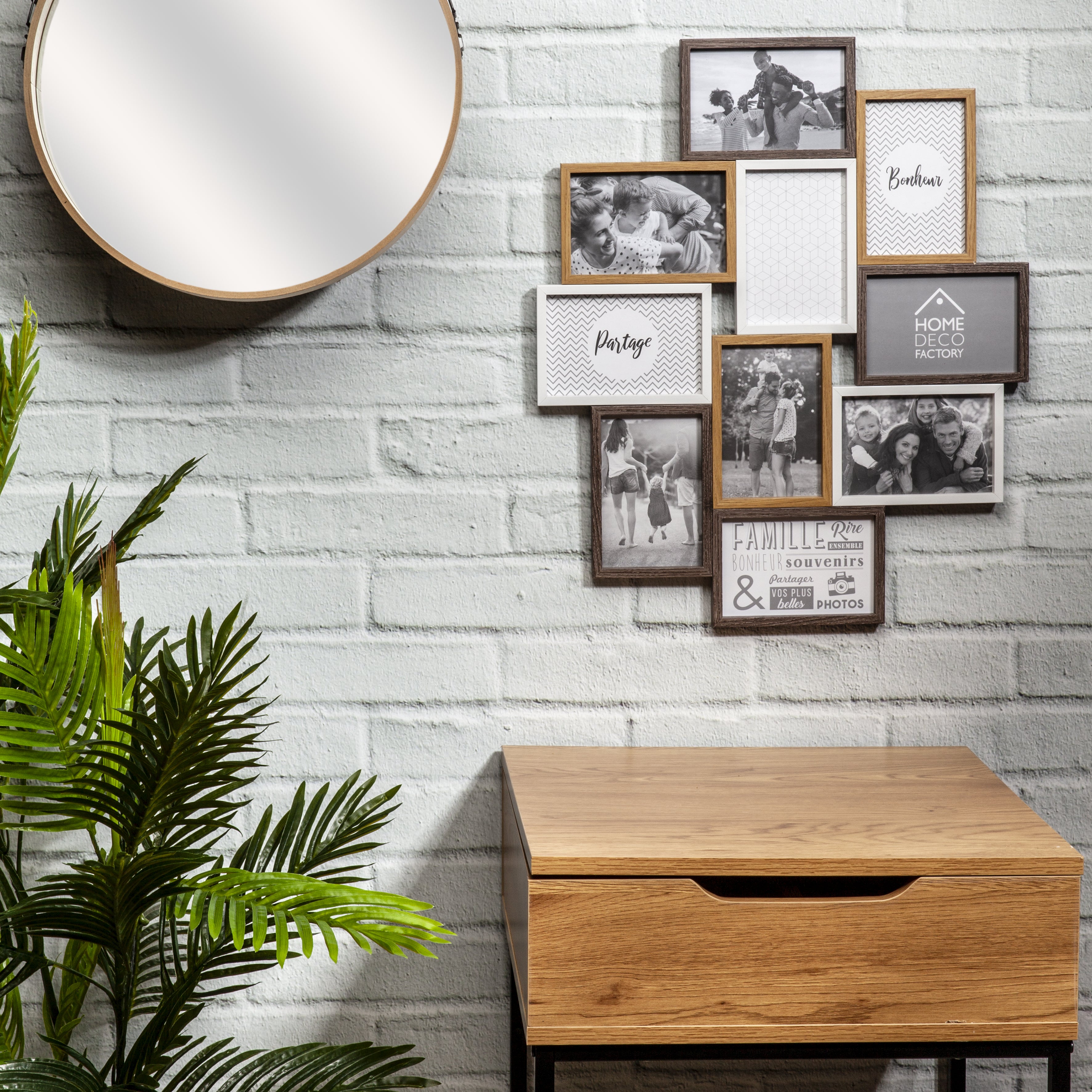 Pêle-mêle - HOME DECO FACTORY - 10 Vues - Bois - Beige et Marron - 3