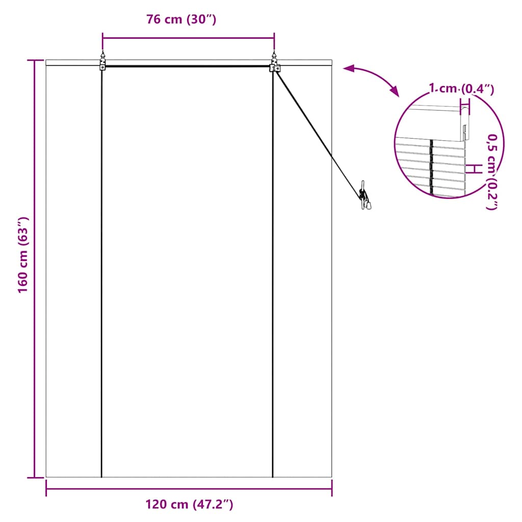 Roleta z zasłonami Brązowy 120 x 160 cm Bambus vidaXL - 3