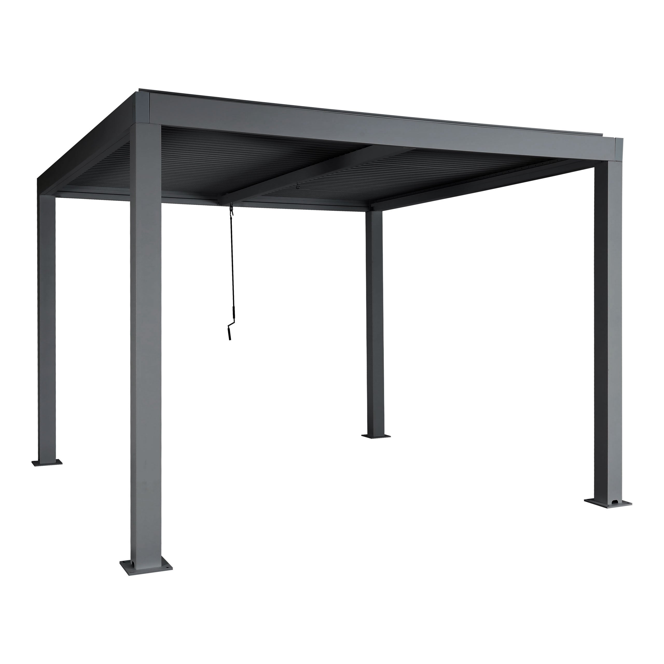 Pergola HWC-L46, altana ogrodowa Altana z lameli, rama aluminiowa 11 cm, rynna przeciwdeszczowa odporna na burzę, 3 x 3 m ~ antracyt