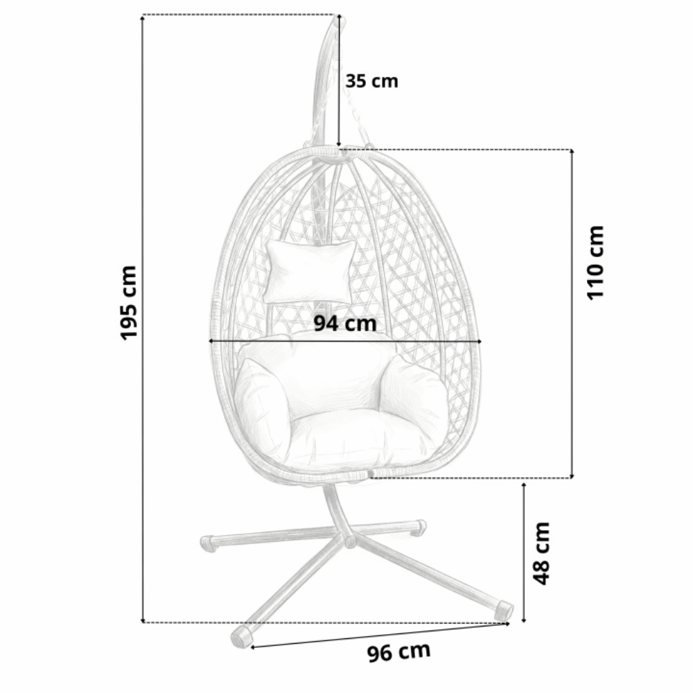 Fotel wiszący styl boho kokon ogrodowy składany poduszki FUNFIT GARDEN - 5