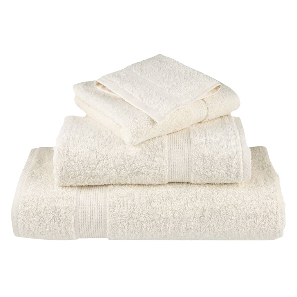 12 pcs Conjunto de toalhas premium SOLUND 600 gsm creme vidaXL - 4