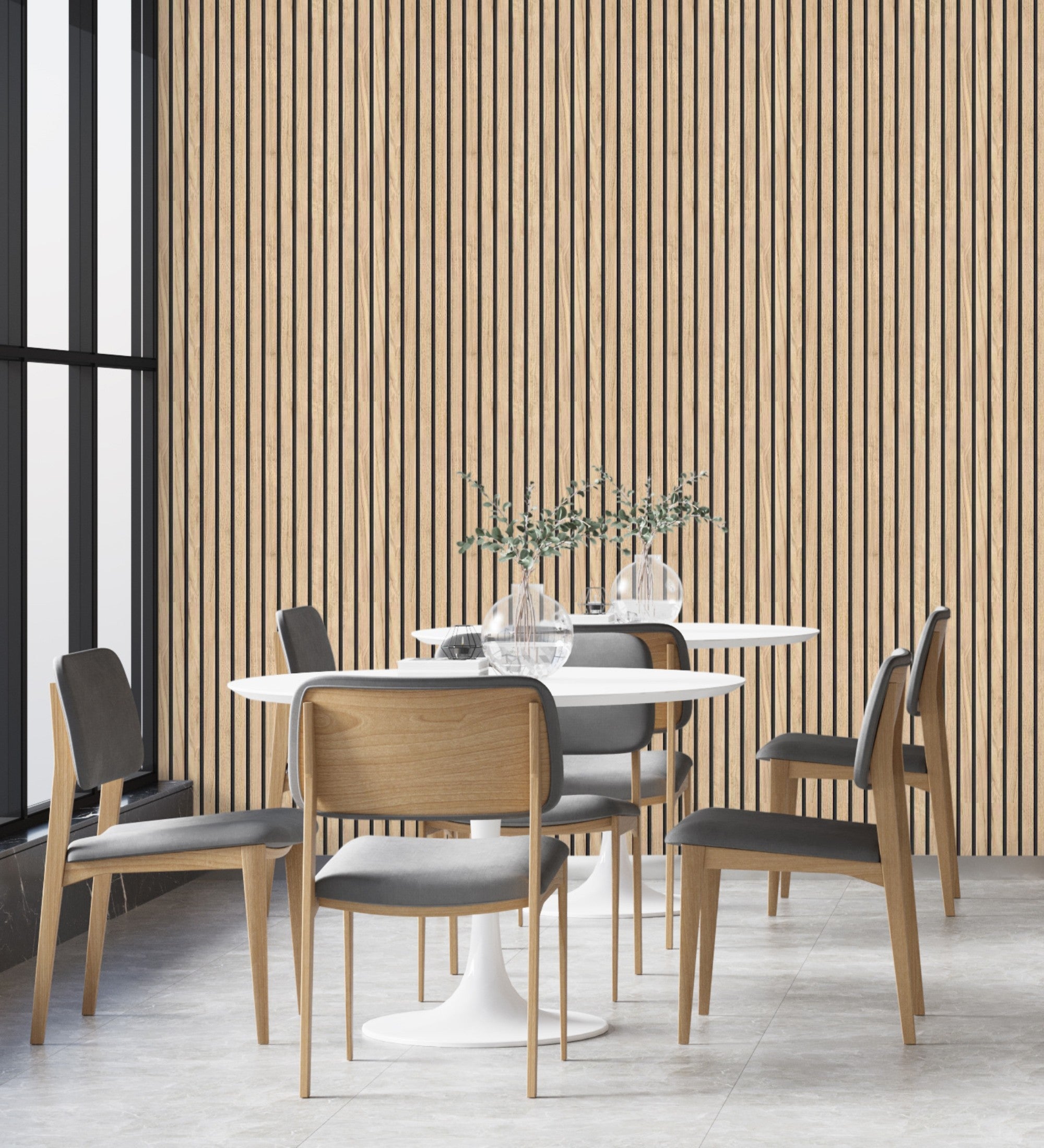 Papier peint en lattes de bois naturel imitation panneau à lames - Oak Orbit 682815 de GAULAN - Rouleaux de 10 m x 0,53 m - 6