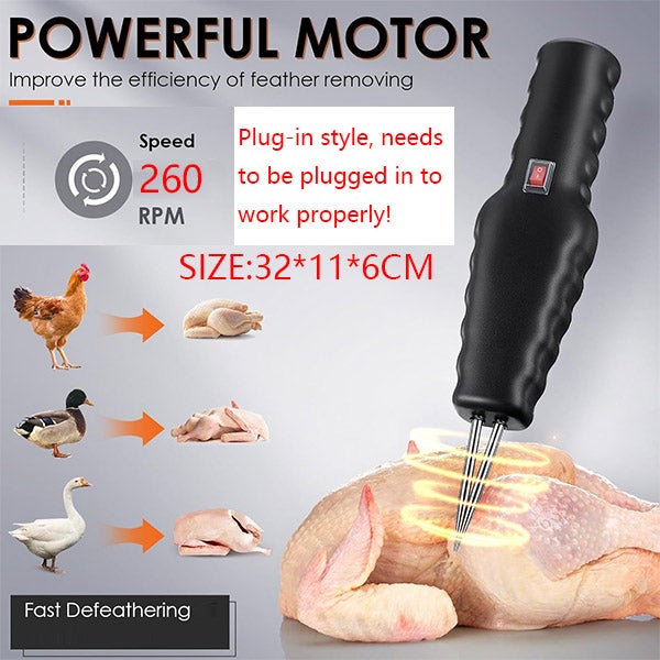 Plumeuse à plumes 2 pièces, adaptée au poulet, au canard, à l'oie et à l'oiseau, portable, enfichable, noir, électrique, portable - 2