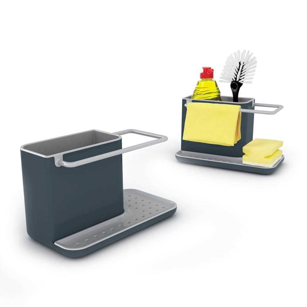 Caddy - Organizer do zlewu, Uchwyt na gąbkę, skrobak, szczotkę, detergent, ściereczkę, mały model - szary
