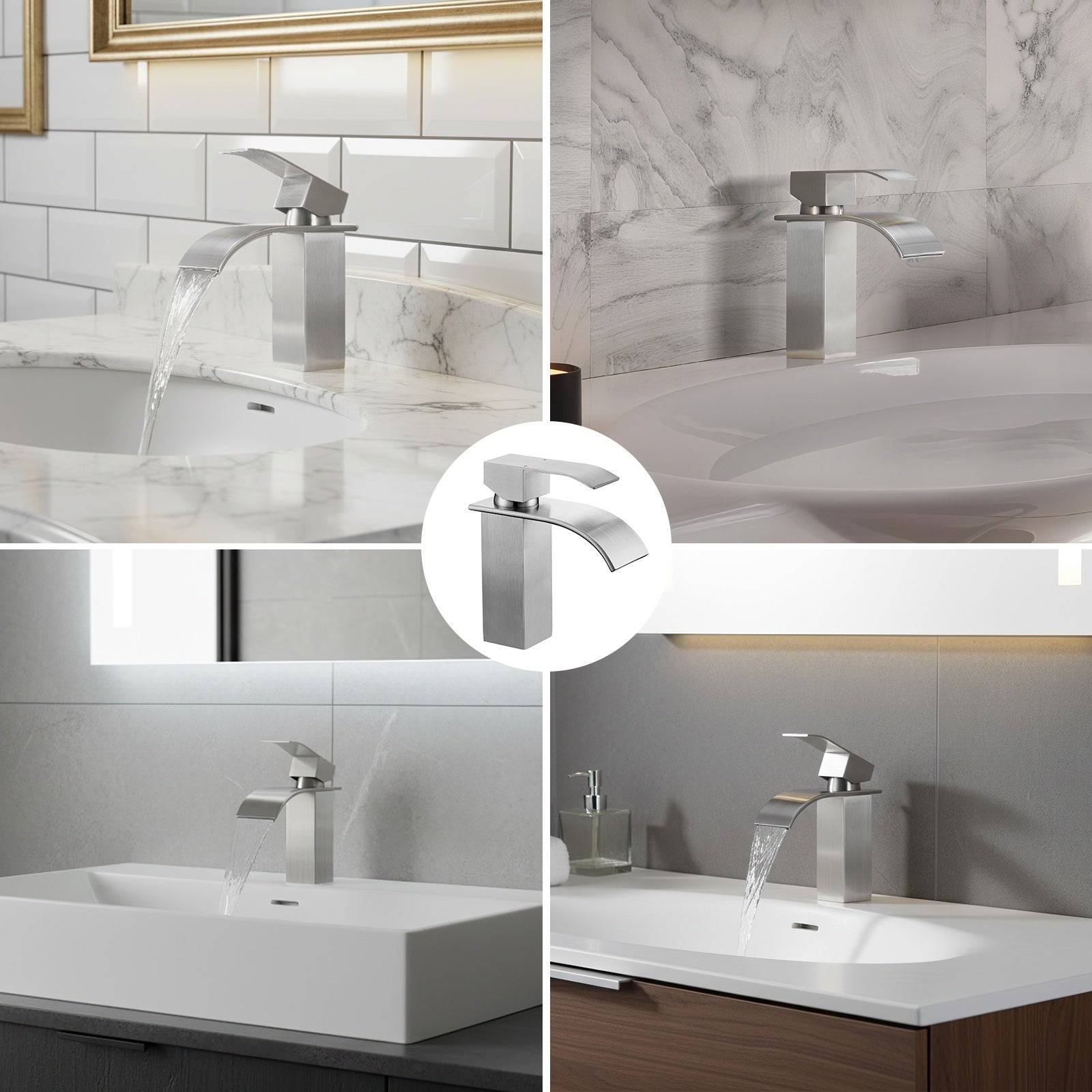 Robinet moderne Mitigeur de Lavabo chrome S Robinet en Acier inoxydable Robinet de lavabo en Casacade Mitigeur pour Salle de Bain - 8