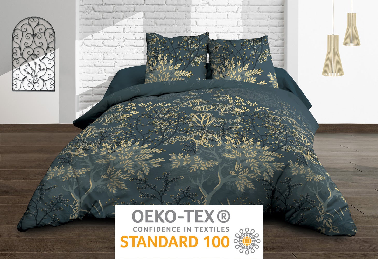 Housse de couette 220x240 + 2 taies - Pur coton 57 fils - Hevea - 5