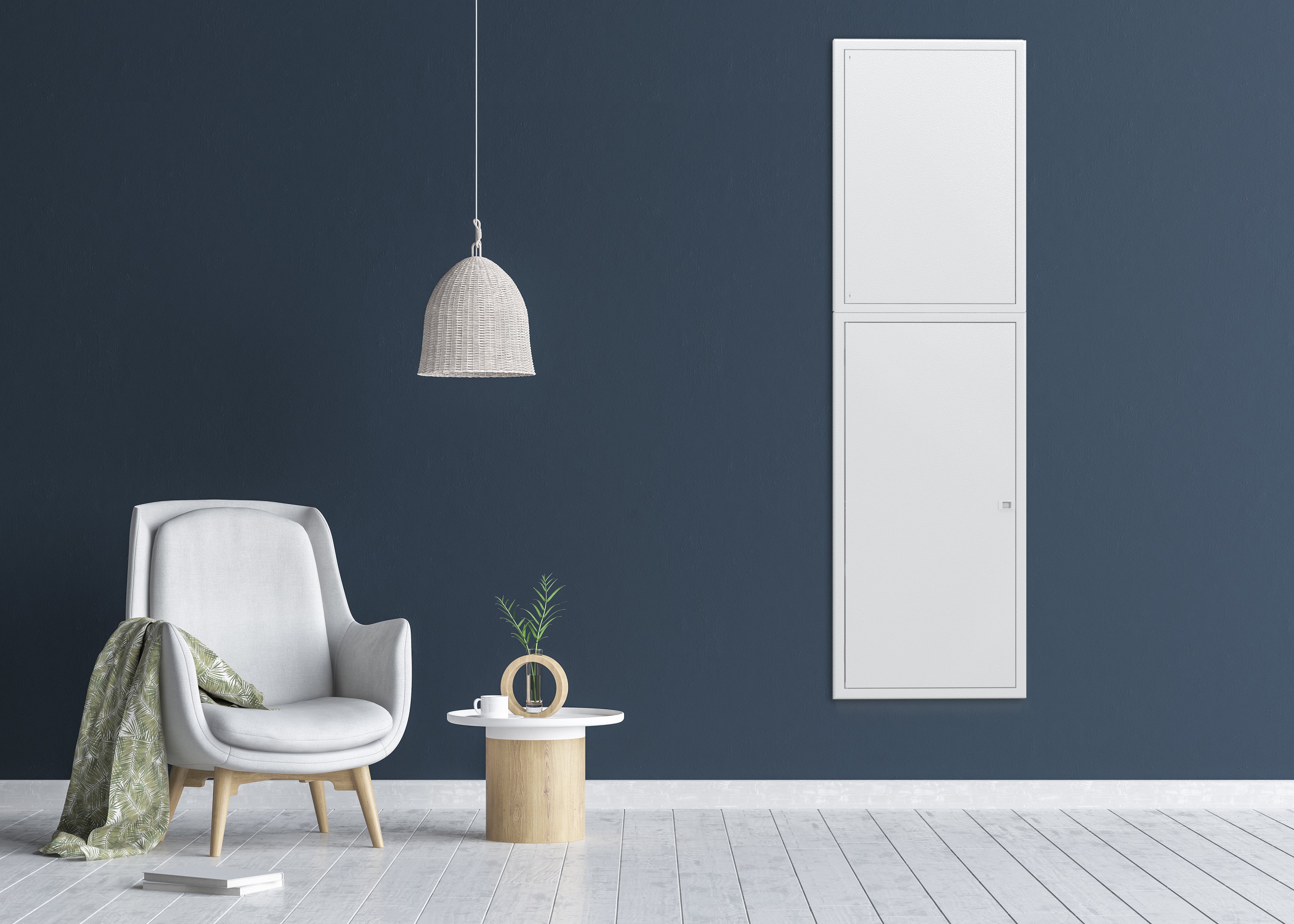 Porte Affleurante pour bac d'encastrement BTT4 - 2x13 modules ATOLE - Blanc - H. hors-tout 946 mm - 2