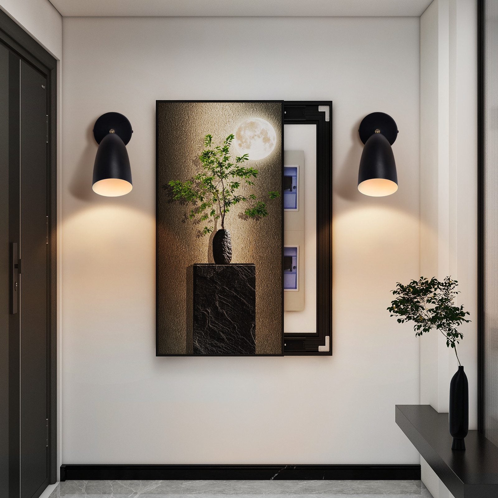 ZMH Regulowana, czarna lampa ścienna do sypialni, maks. 40 W – zestaw 2 sztuk