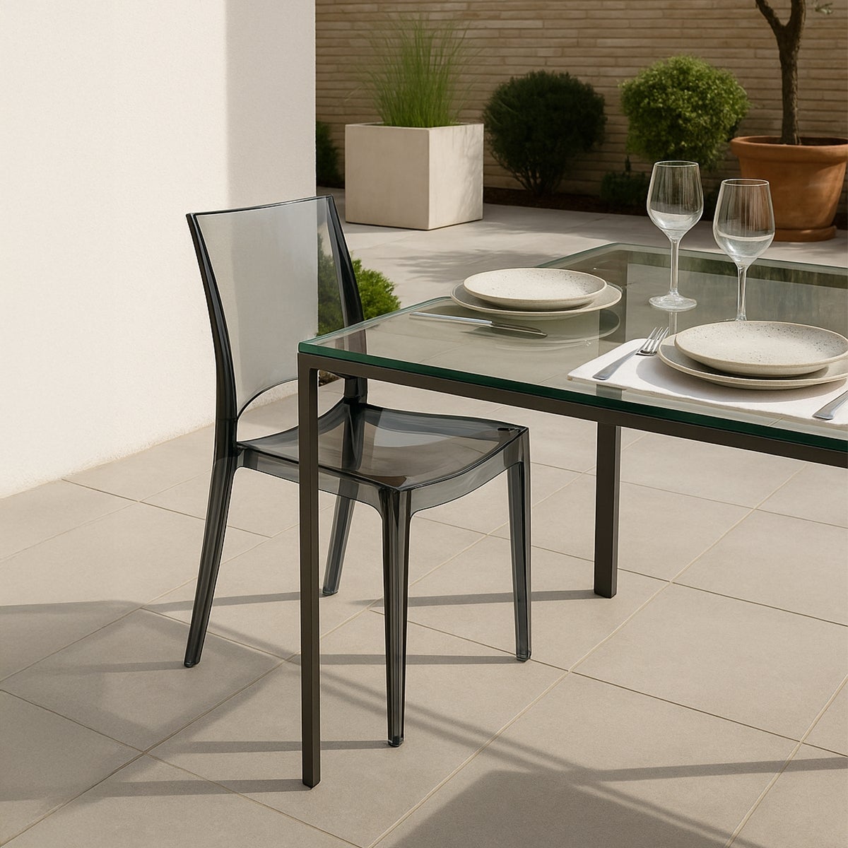 Chaise transparente salle à manger bar empilable B-Side Grand Soleil - 3