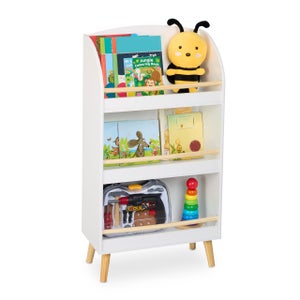 Bibliothèque Enfant 5 Compartiments Relaxdays – 80x70x30 Cm – Blanc – Rangement Jouets Et Livres