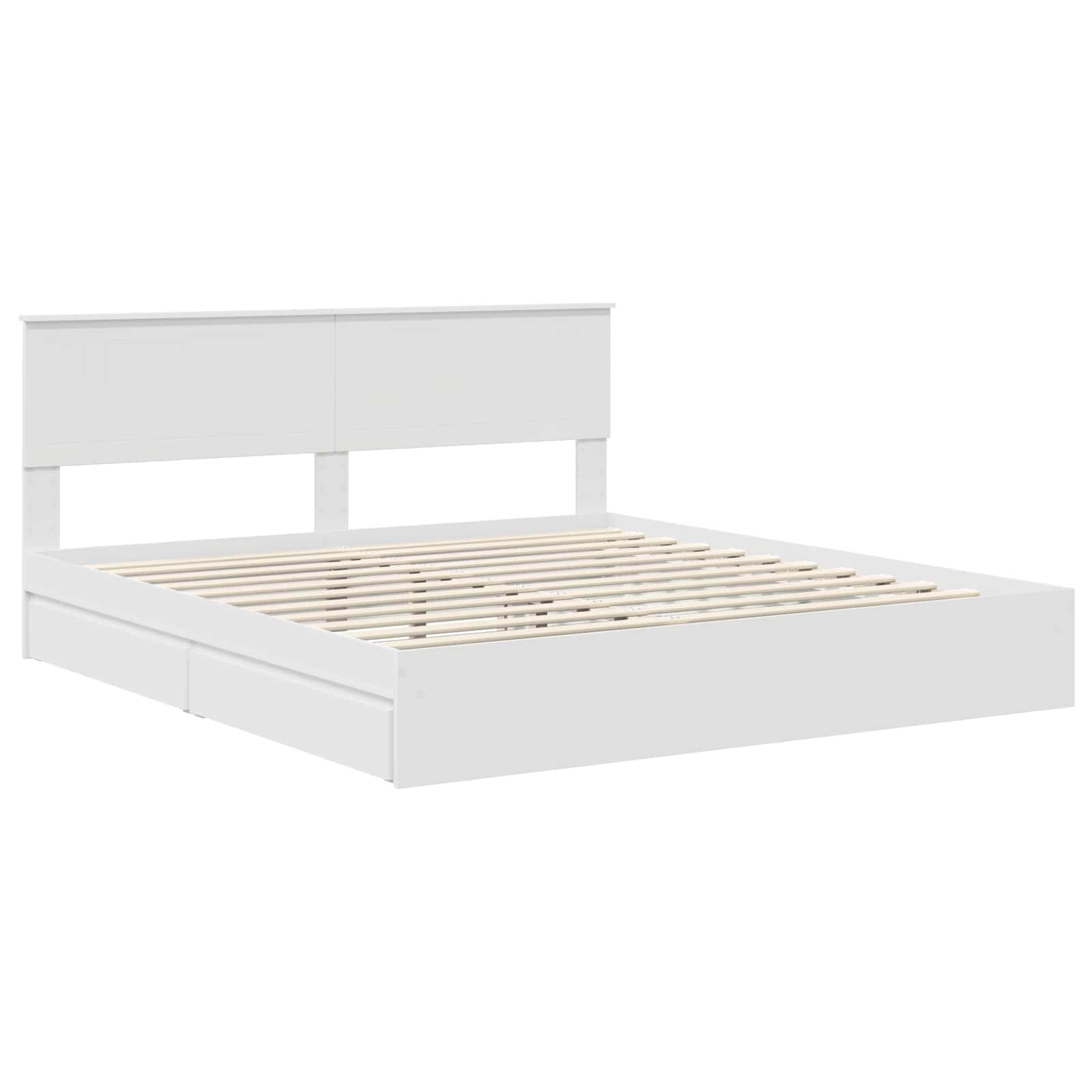 Lit de rangement réglable blanc 180 x 200 cm en panneau de bois - 4