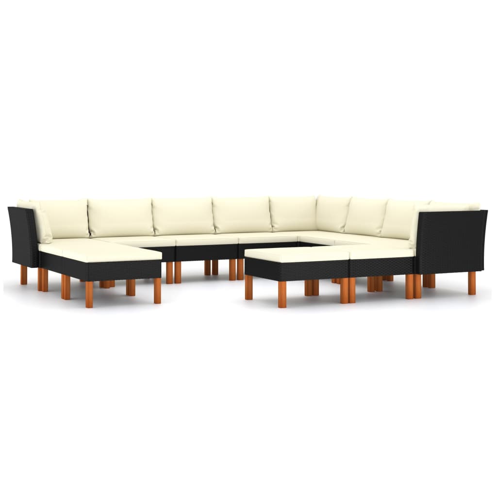 Maison Exclusive - Set Divani da Giardino 12 pz con Cuscini in Polyrattan Nero - 2