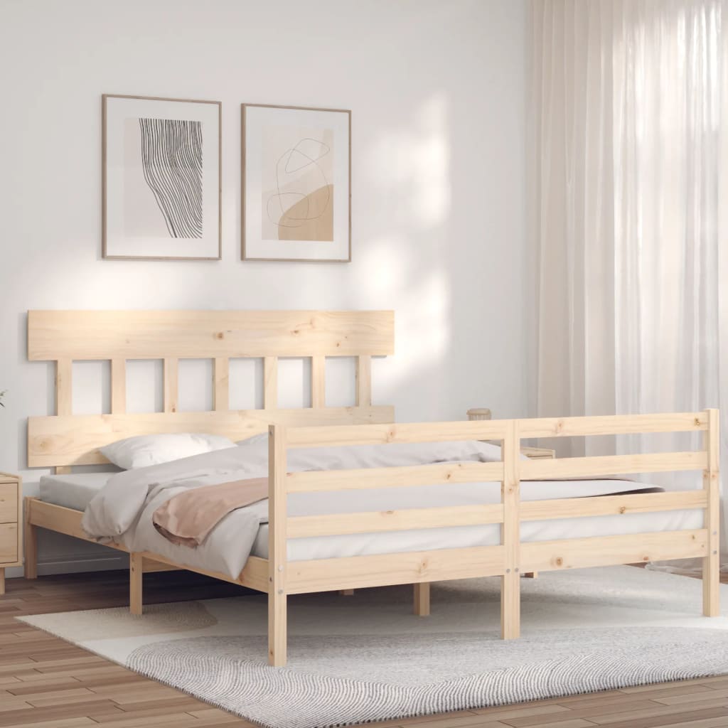 Maison Exclusive - Estrutura de cama King Size com cabeceira madeira maciça - 3