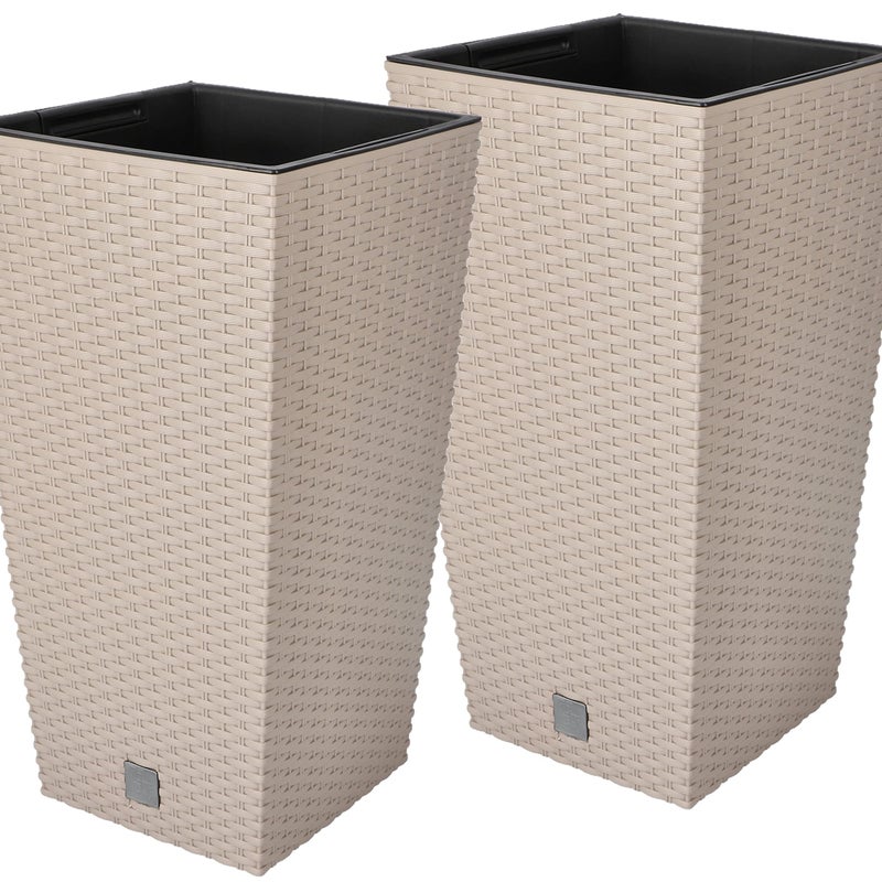 Zestaw 2x donica rattan 500 doniczka osłonka wkład - KOTARBAU
