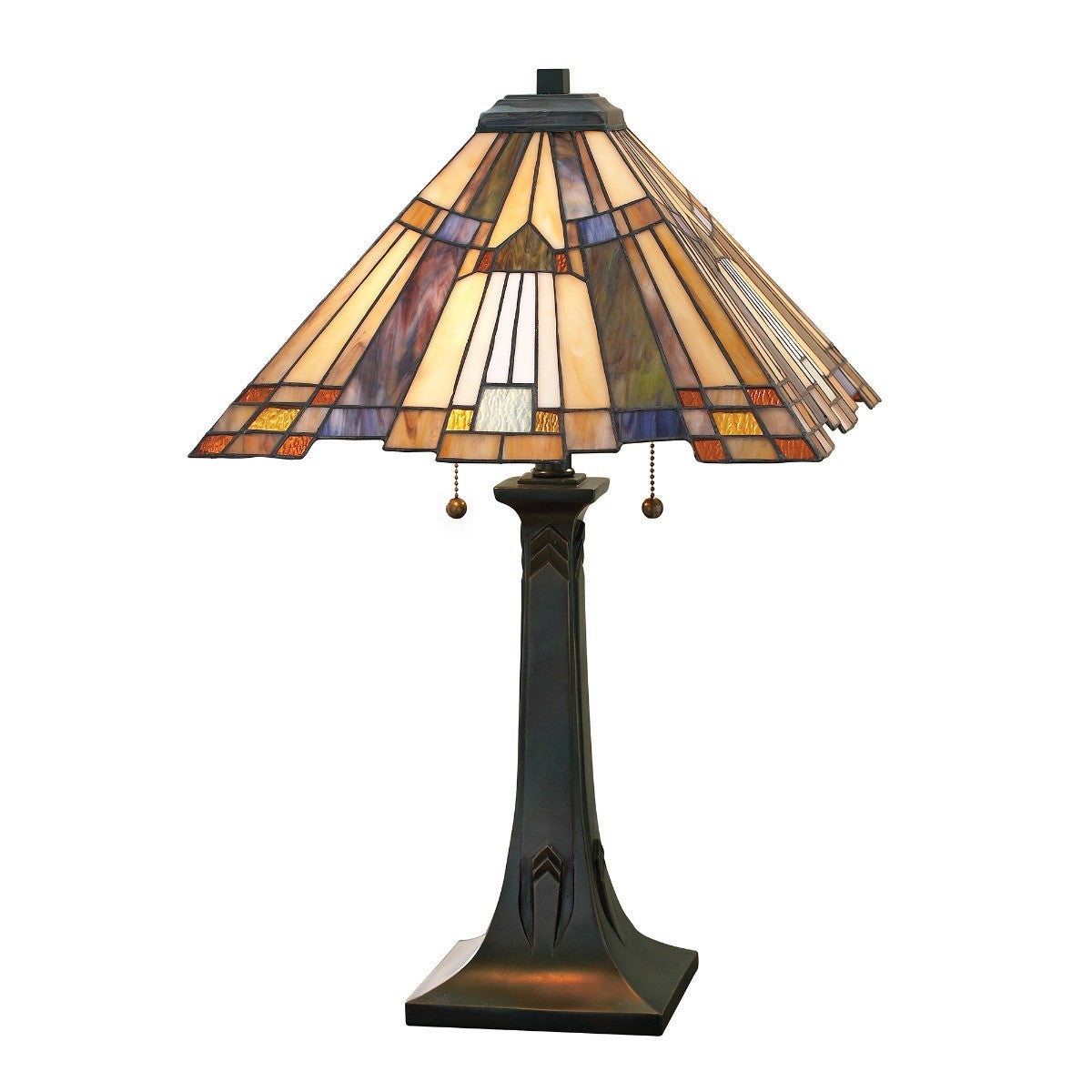 Lampa stołowa witrażowa kolorowa Art Deco Tiffany Inglenook E27 60W Quoizel