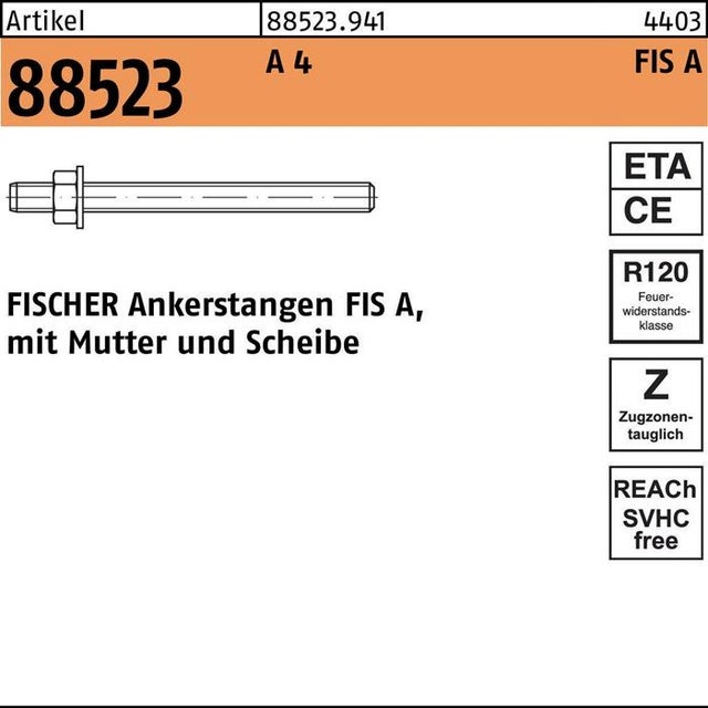 Barra FIS A M 12 x 140 A4 (10 Pz.)