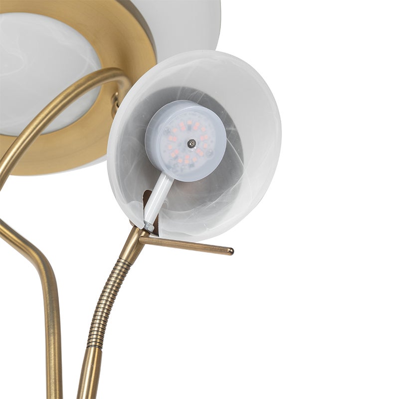 Qazqa moderne lampadaire uplighter avec bras de lecture - Empoli - bronze, led intégrée 30w incluse, Integrated led, 2000k - - 8
