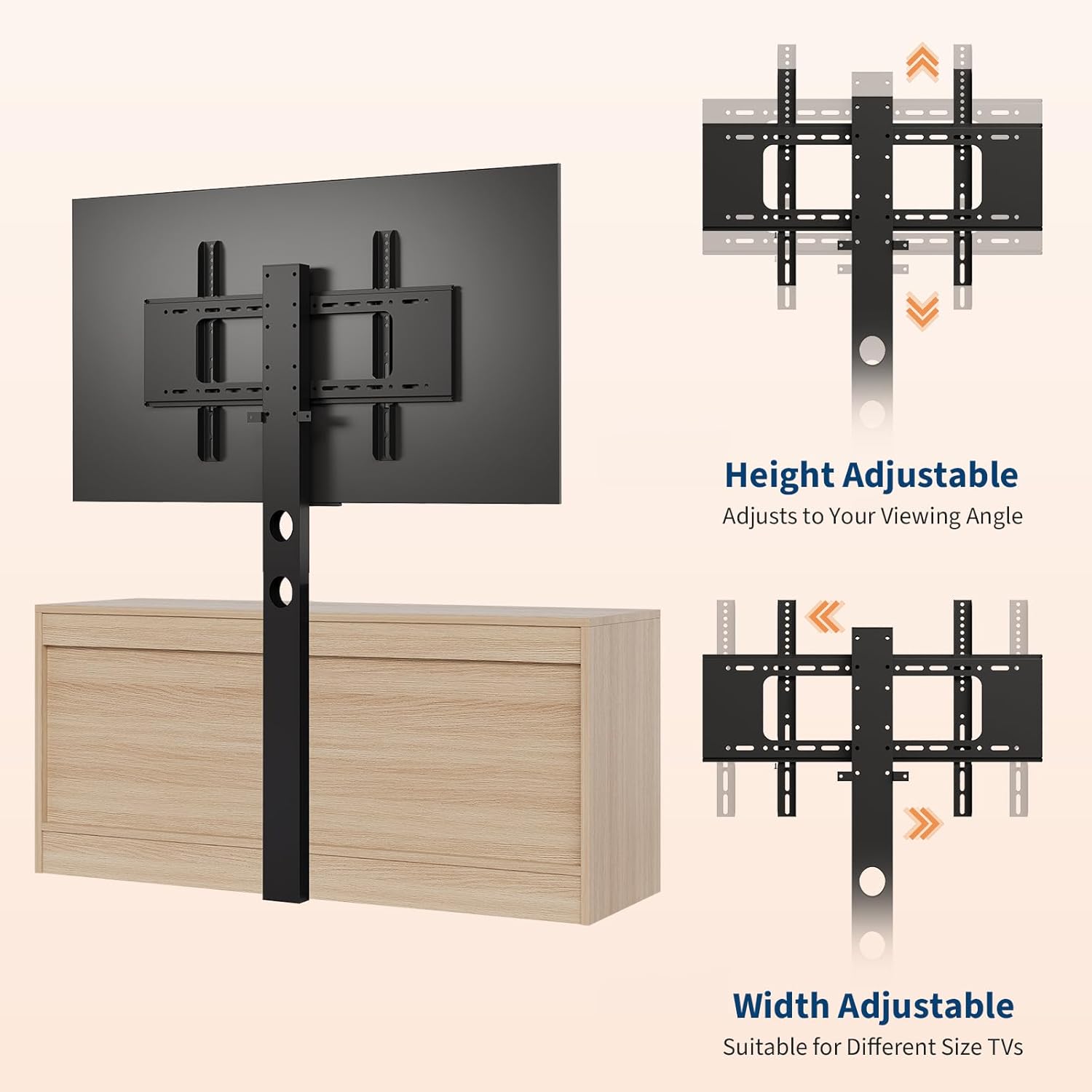 Meuble TV,Support TV avec Support Réglable, rangement TV avec Portes Rotin naturel,4 grands tiroirs,pour Salon Ou Chambre - 8