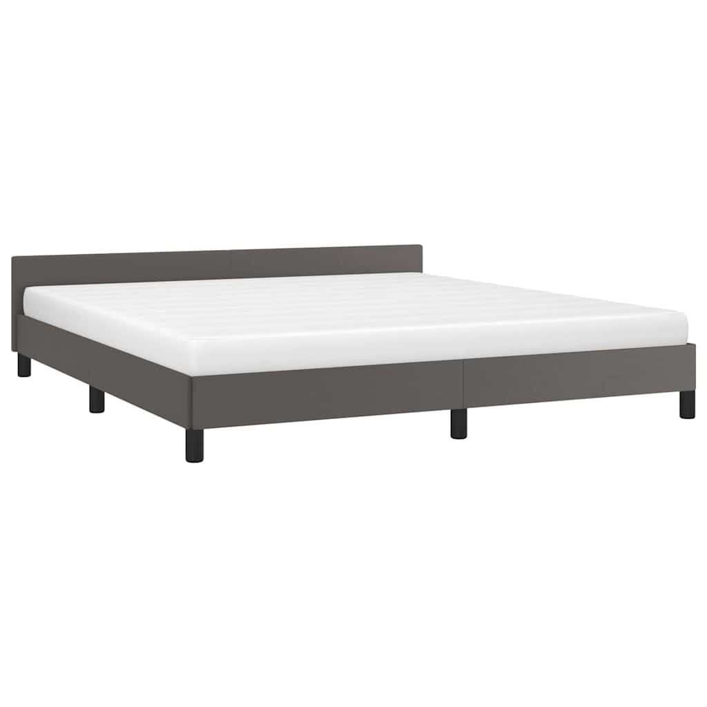 Cadre de lit avec tête de lit sans matelas gris 160 x 200 cm - 3