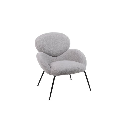Silla de tocador teddy, tejido suave con brazos característicos, silla moderna de ocio (gris)
