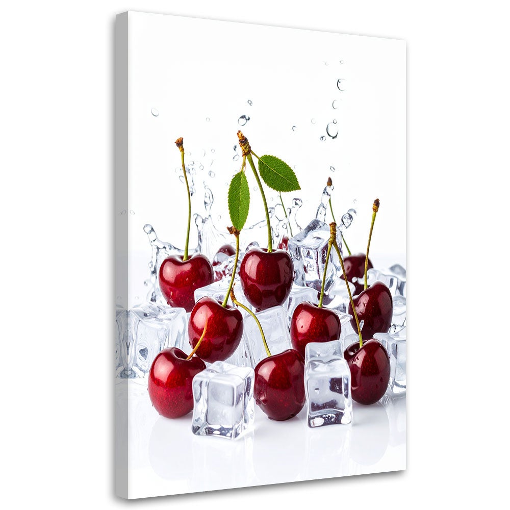 Obraz do kuchni jadalni, Czereśnie owoce w lodzie 40x60