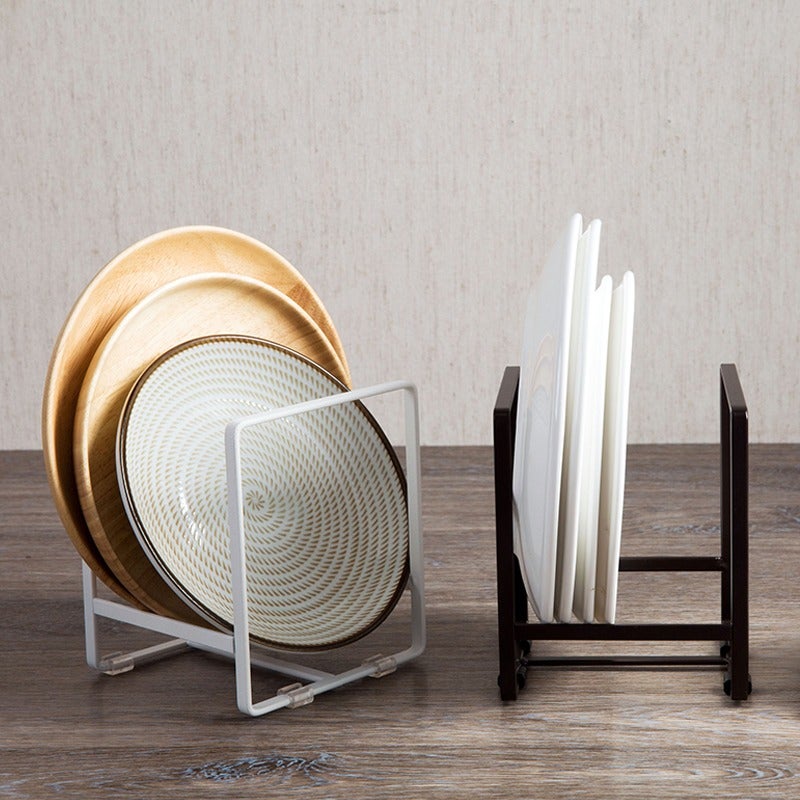 4 estantes negros para platos y tablas: organizador de cocina de metal - 5