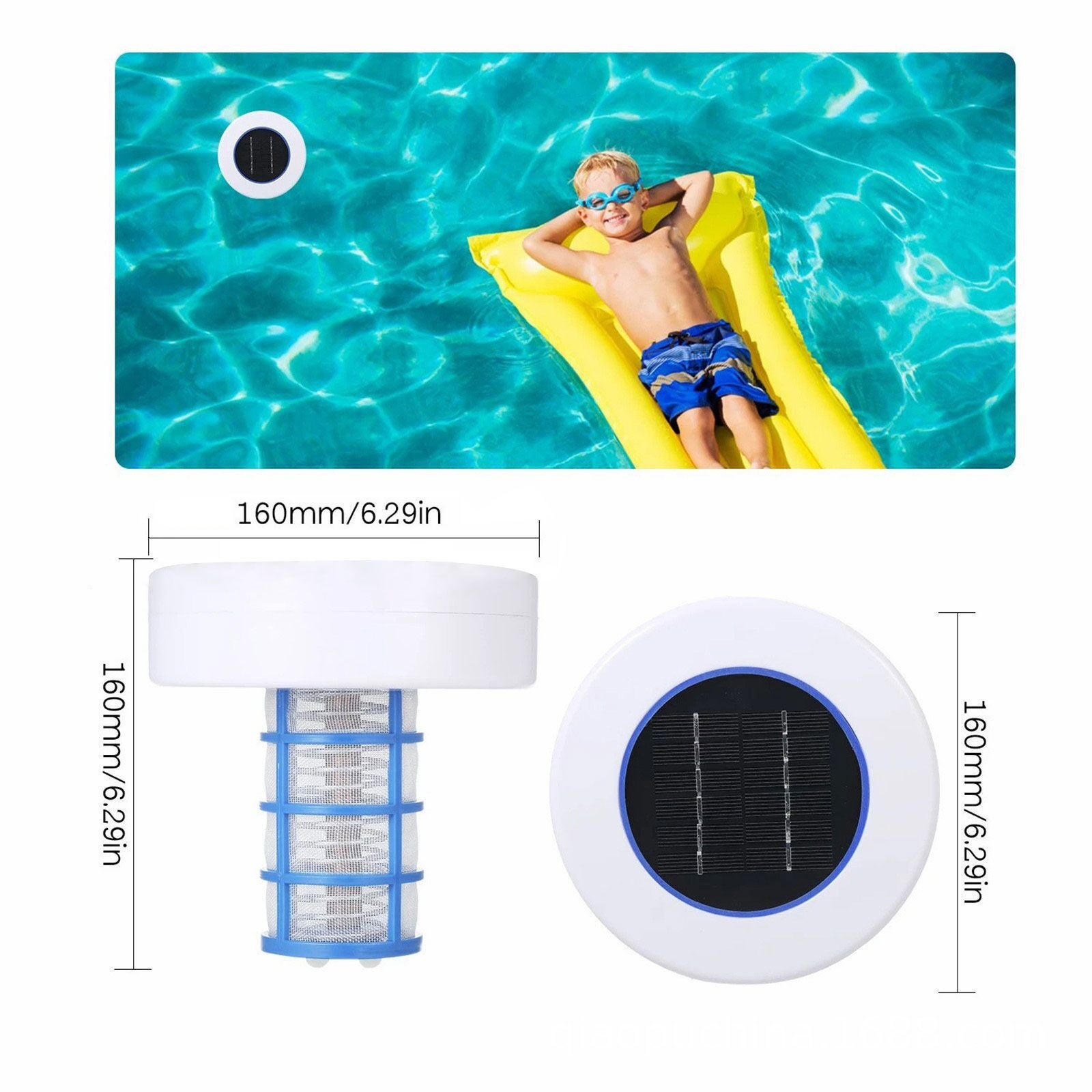 Ioniseur de piscine solaire, purificateur d'eau, nettoyeur automatique de piscine jusqu'à 22 000 gallons avec accessoires de nettoyage - 4