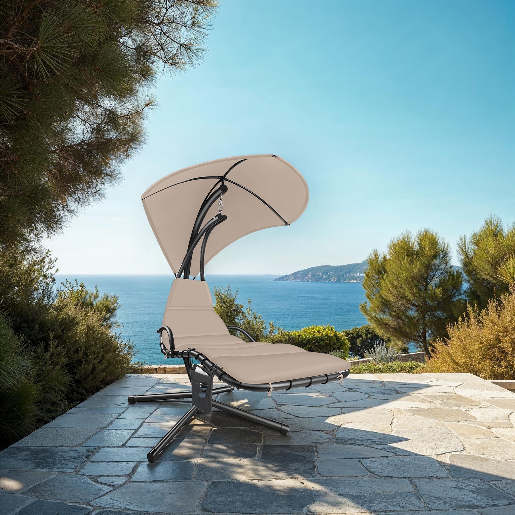 Fauteuil suspendu Elaria avec pare-soleil et poche latérale pare-soleil avec protection UV TECTAKE - 2
