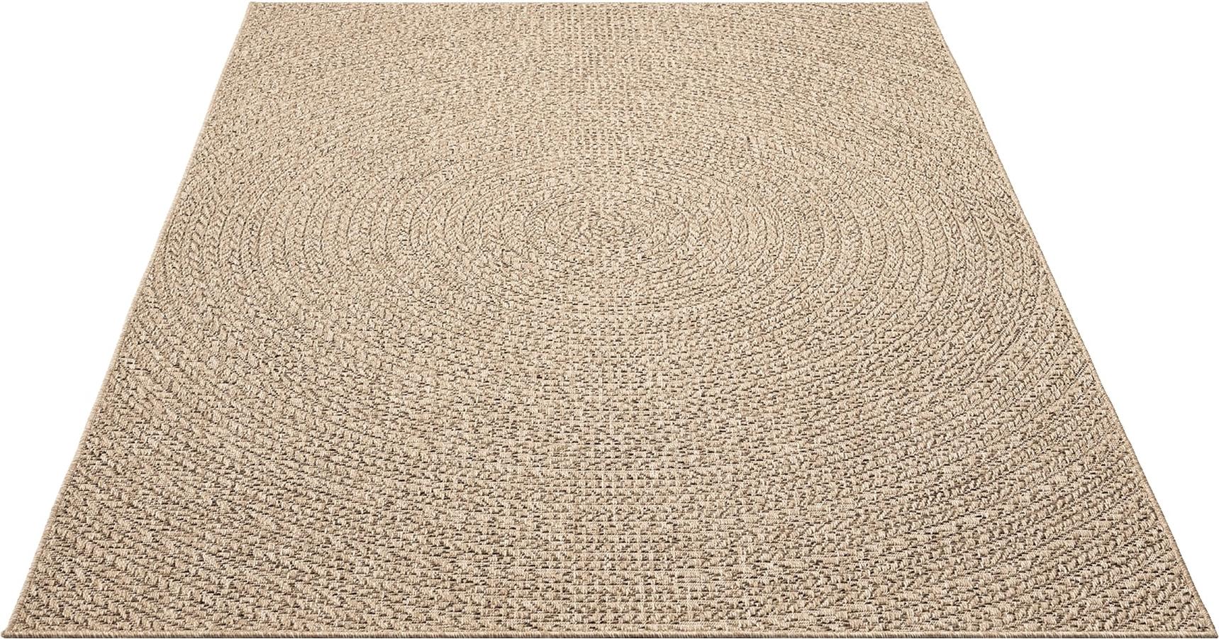 Tapis Kansas aspect jute intérieur extérieur terrasse cercles, Nature, 140x200 cm - 2