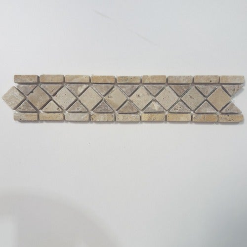 Albedo Pierre - Listel En Travertin Roma Mix - Bord Jaune - 6X30,5X1 CM