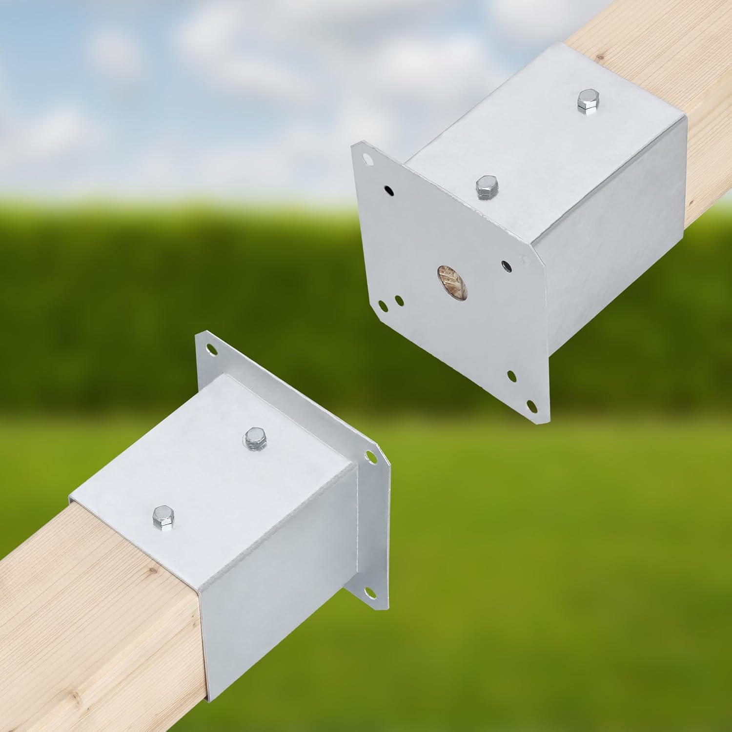 Soporte para poste a fijar 60 x 60 mm en acero galvanizado - Pie de poste cuadrado - KOTARBAU - 4