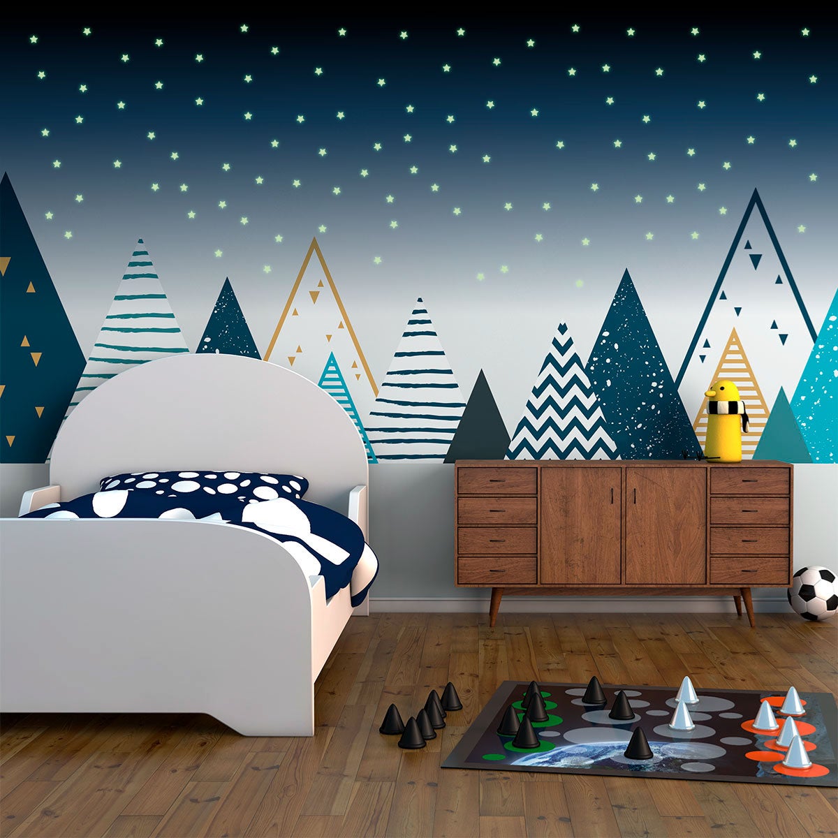 Adesivo di montagna tipika + 100 stelle fosforescenti - Sticker adesivo - adesivi murali - 70X115cm - 3