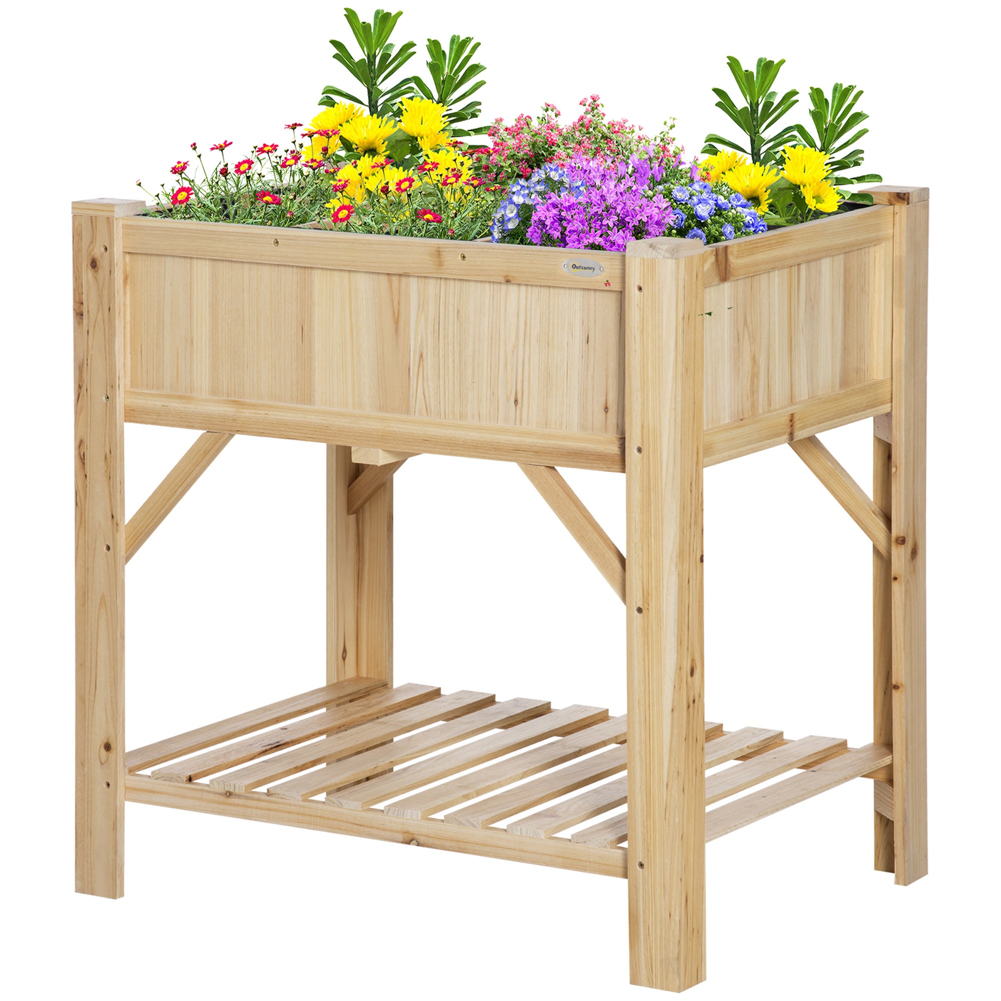 Jardinière surélevée à 6 compartiments, avec base en sapin, 78,5 x 58 x 81 cm - 2