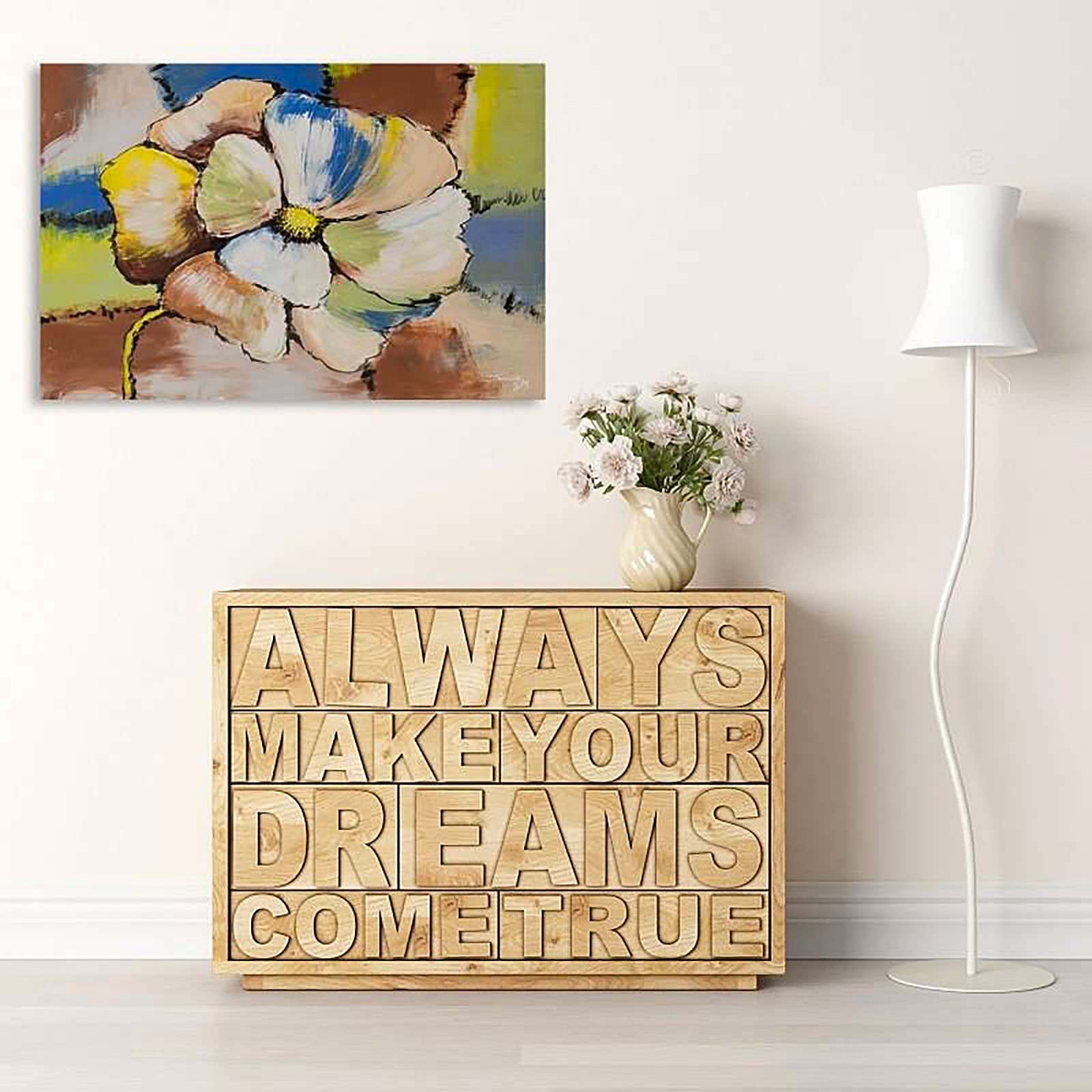 Tableau bois 1 grande fleur - 100 x 70 cm - 2