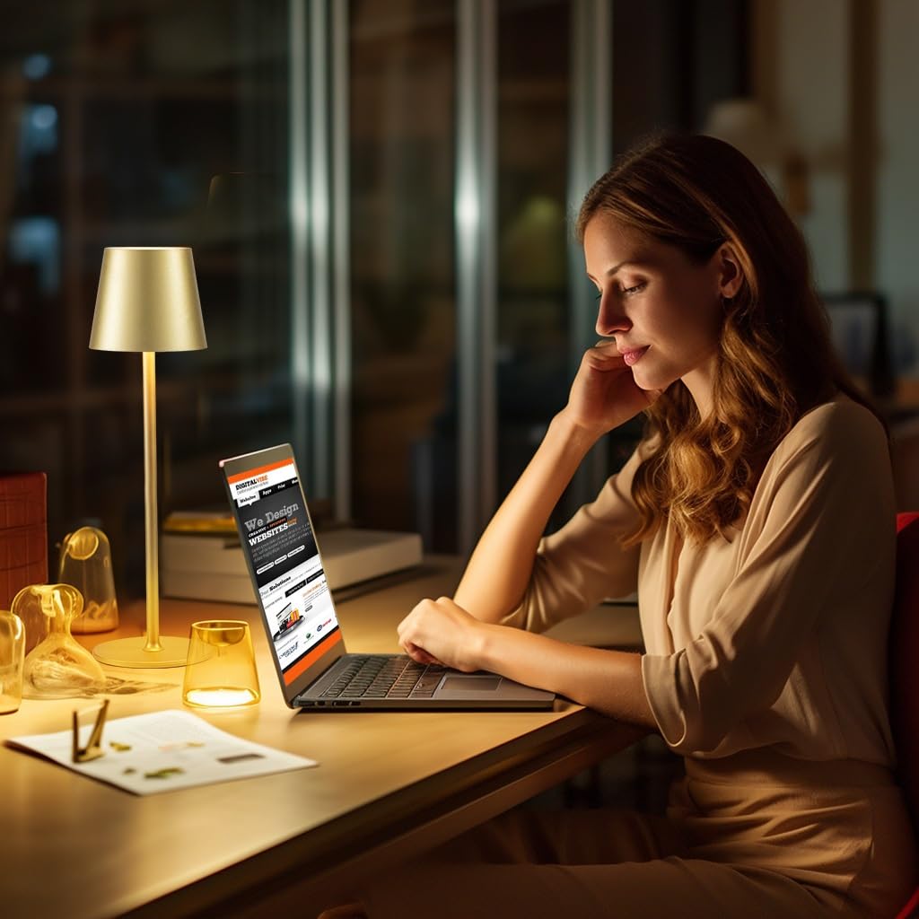 Lot de 2 lampes de table sans fil, lampe de bureau LED rechargeable, lampe tactile sans fil à 3 températures de couleur, lampe de chevet - 4