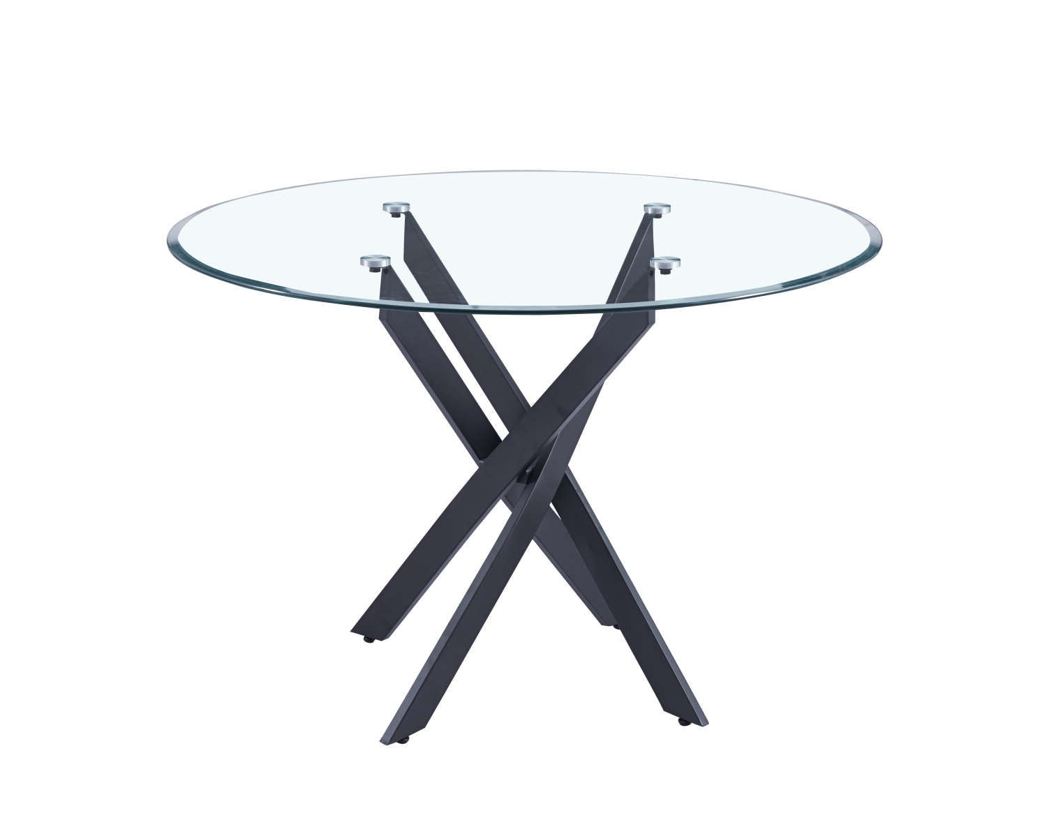 Table à manger ronde JESSICA TRANSPARENT pieds Métal noir 100 cm 4 ...