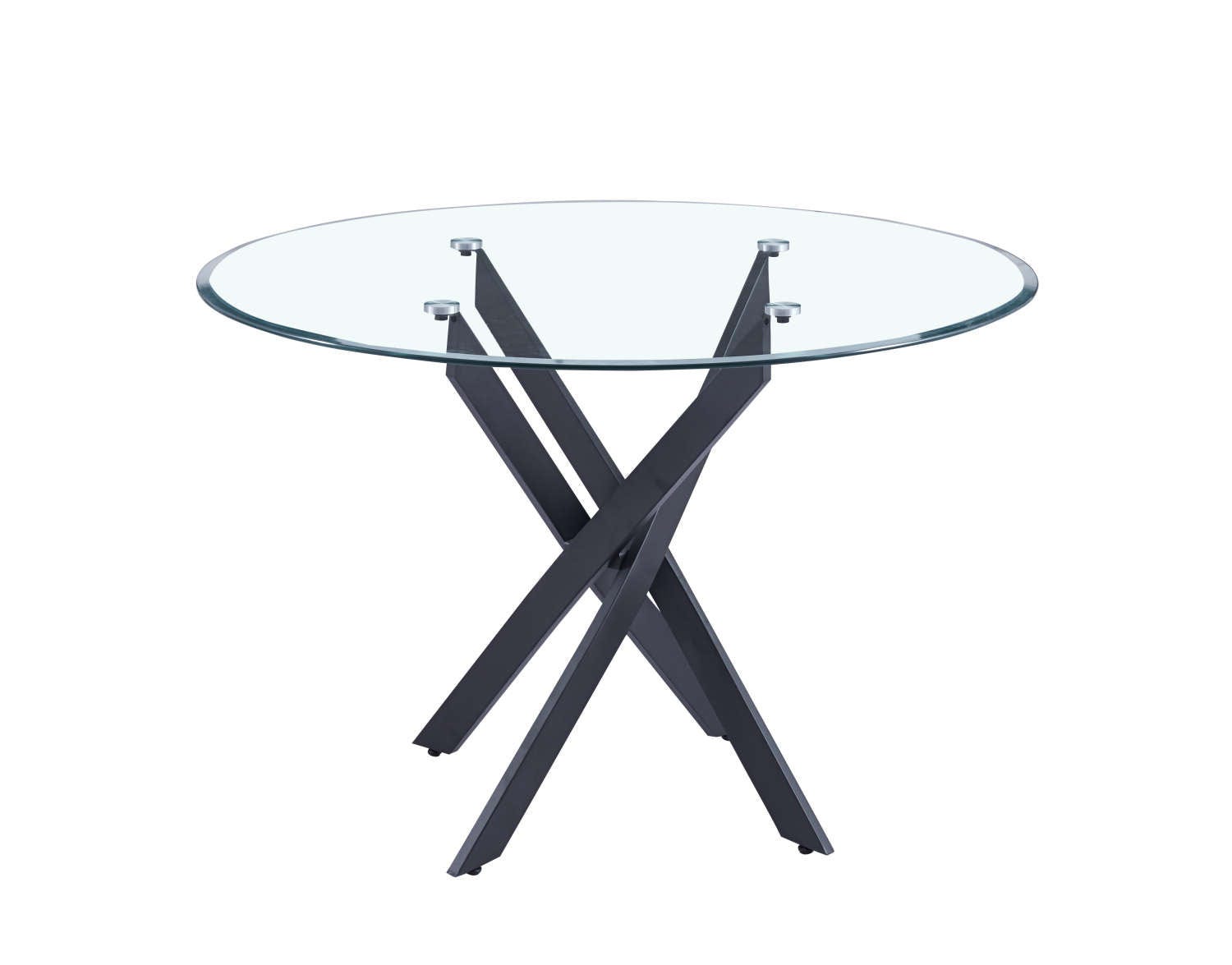 Table à manger ronde JESSICA TRANSPARENT pieds Métal noir 100 cm 4 ...