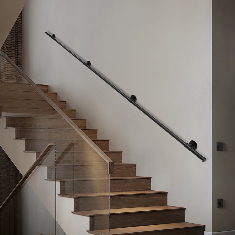 Rampe Escalier Main Courante Rampe d'escalier Antidérapante Métal Acier Galvanisé Fonte pour Intérieur Extérieur 100cm - 9