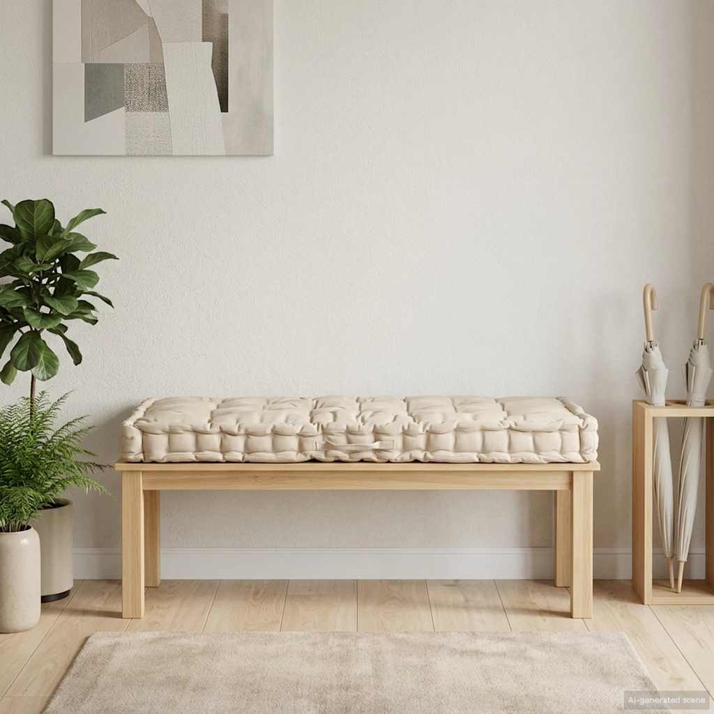 Poduszka na podłogę lub palety, bawełna, 120x80x10 cm, beżowa vidaXL