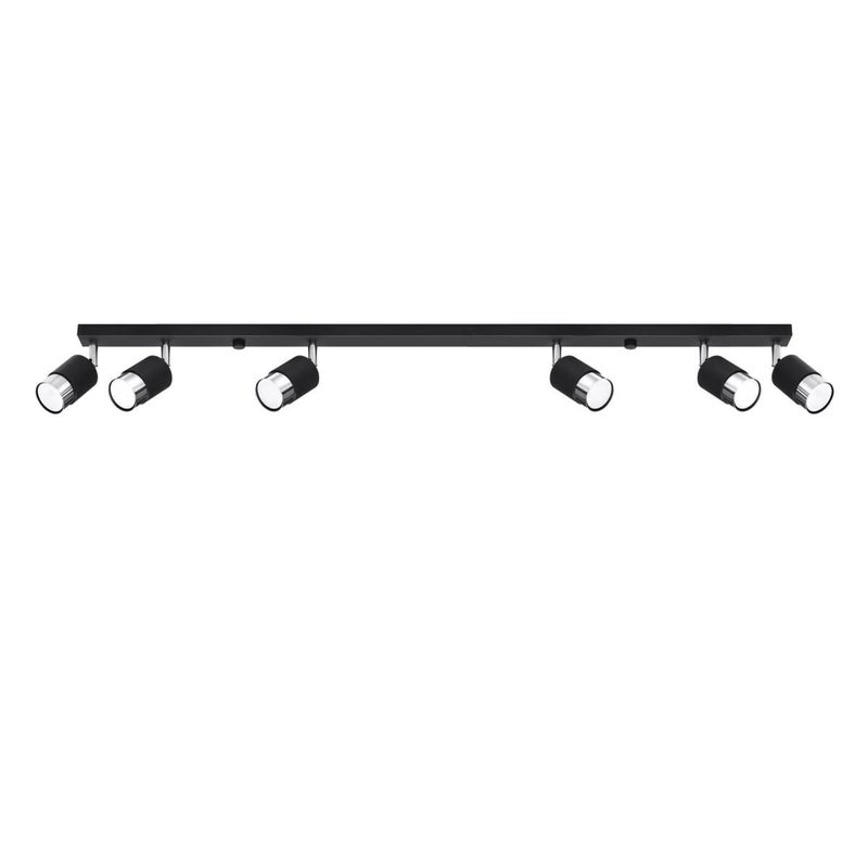 Lampa sufitowa wisząca Nero czarna-chromowana 6xGU10x10W wym: 18 x 5 x 117 cm metal Sollux Lighting