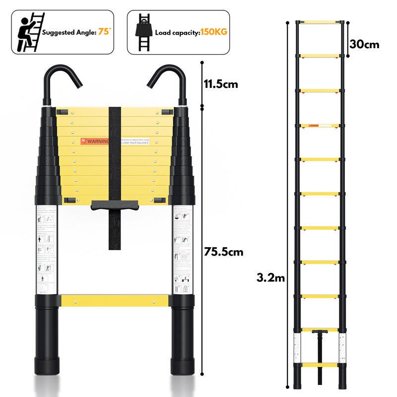 Scala Telescopica In Alluminio 2.6m - Regolabile, Portata 150kg, Per Casa E Giardino - Foto 2
