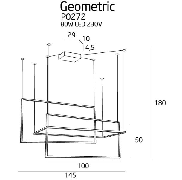 Lampa wisząca GEOMETRIC LED 3x26.6W Ciepła biel 6400lm biała wym: 180 x 20 x 20 cm Maxlight