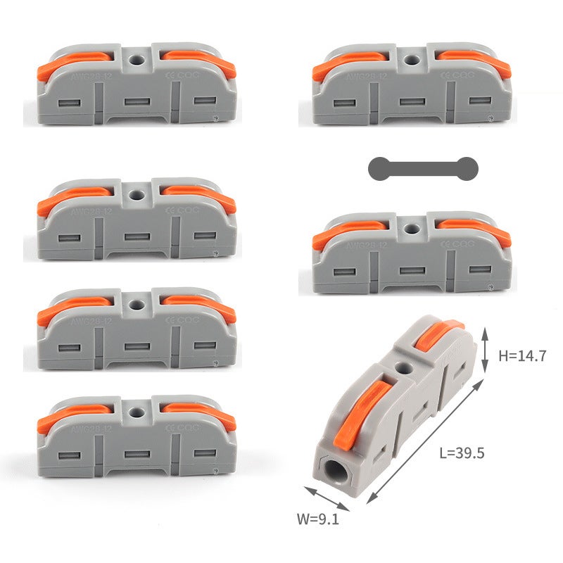 Connecteurs de fils à épissure rapide, 20 pièces, faciles à installer, bornes isolées, solides/brins/flexibles, gris - 2