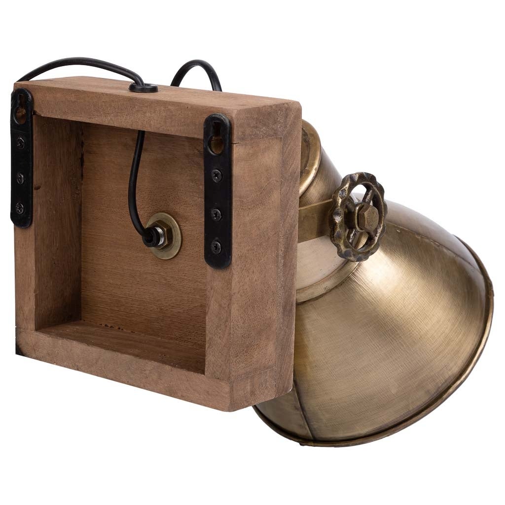 Aplique de madeira e metal dourado 18x18x27 - 6