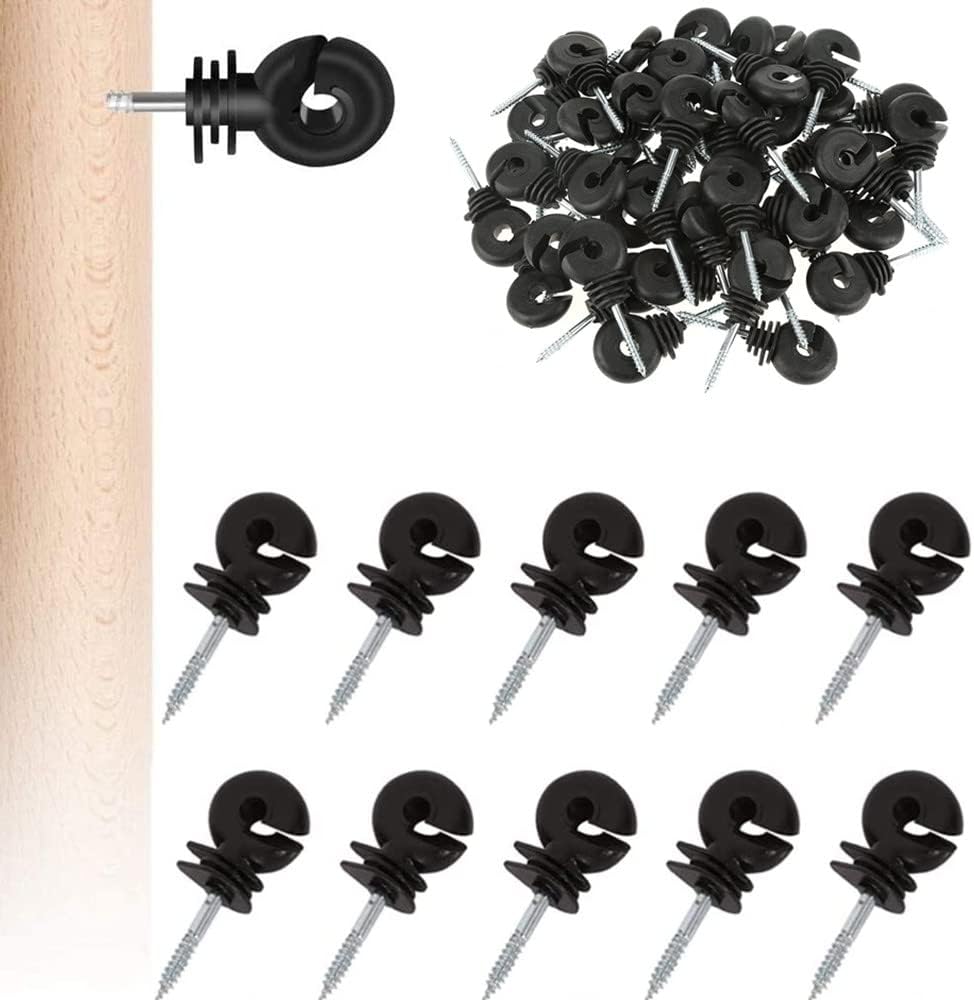 50 Isolatori Ad Anello Con Vite Per Recinzione Elettrica - Palo E Filo, Stelo In Acciaio Zincato 40mm