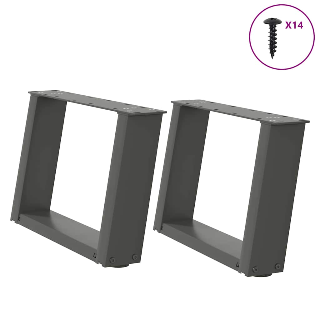 Nogi do stolika kawowego w kształcie litery U 2 szt. Antracyt 50x(30-31) cm Stal vidaXL