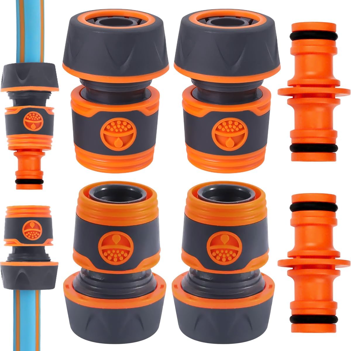 Kit Connettori Per Compressore D'Aria – Set Da 14 Pezzi In Ottone 1/4” Con Rubinetto Di Arresto, Attacco Rapido, Ugello NW 7.2 E Nastro Sigillante