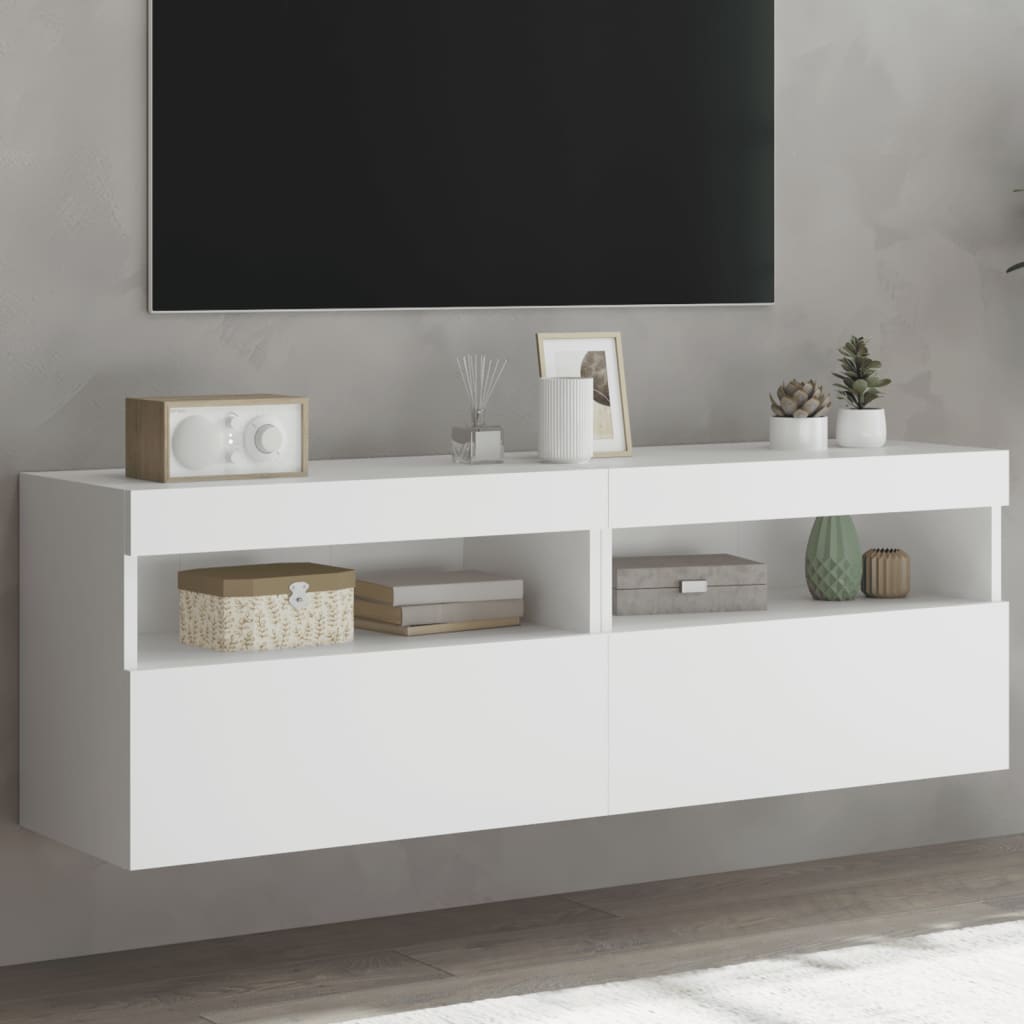 Mobili TV sospesi con luci LED 2 pz bianco 40x30x60,5 cm | Leroy Merlin
